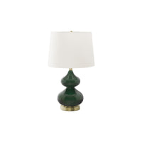 Monarch Specialties 24" H Contemporary Table Lamp - Green Glass / Ivory / Cream Shade-Add a fashionable touch to any room with this stylish and trendy 24"H double-gourd table lamp in a stunning green glass with a silver metal base and a chic cone shaped ivory fabric shade, topped with a round silver finial