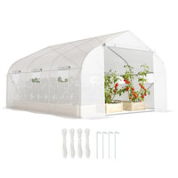 Outsunny Portable Walk-In Tunnel Greenhouse - 14.5' x 10' x 6.6' - Galvanized steel tube frame offers greenhouse large stability and support  