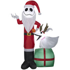 GEMMY Airblown Inflatable Christmas Jack Skellington and Zero with Antlers -  60"-Lights up with bright, energy-efficient LED light