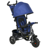 Qaba - Tricycle 6 en 1 pour tout-petits de 1 à 5 ans avec poignée parentale - bleu foncé-Conception 6 en 1, assure un trajet confortable et sécurisé pour votre enfant à mesure qu'il grandit 