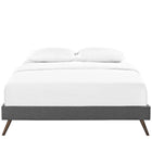 Modway Helen Fabric Queen Bed Frame with Round Splayed Legs - Grey-Ten Wood Support Slats