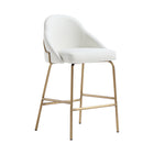 Manhattan Comfort Gracie 22" Modern Leatherette Upholstered Counter Stool - White and Gold-Weight Capacity: 275 Lbs. Each