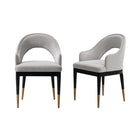 Manhattan Comfort - Lot de 2 fauteuils de salle à manger Carrington 53,1 cm, style moderne glamour, revêtement en velours gris clair-Fauteuils d’appoint modernes et glamour pour salon, lot de 2