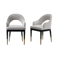 Manhattan Comfort - Lot de 2 fauteuils de salle à manger Carrington 53,1 cm, style moderne glamour, revêtement en velours gris clair-Fauteuils d’appoint modernes et glamour pour salon, lot de 2