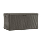 Suncast - Coffre de terrasse extra-large en osier de 134 gallons - couleur Stoney-Les panneaux à parois multiples sont conçus pour offrir solidité et durabilité.