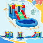 Qaba - Château gonflable 4 en 1 avec toboggan aquatique, panier de basket - 13,6 pi L x 6,7 pi l - multicolore-Mur en maille et toboggan avec rampe pour plus de sécurité 