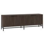 Hudson&Canal Montello TV Stand for TV's up to 78" - Alder Brown-Features four doors with sleek black hardware