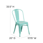 31.5'' Square Mint Green Metal Indoor-Outdoor Table Set with 4 Stack Chairs [ET-CT002-4-30-MINT-GG]-31.50"W x 31.50"D x 29.50"H