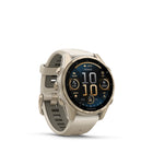 Garmin - fēnix 8 – 43 mm, saphir AMOLED, or doux avec bracelet en silicone gris brouillard/grès foncé-9