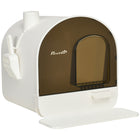 PawHut Cat Litter Box with Lid, Removable Tray, Scoop and Filter - White-Offers a private space for your cat to use litter 