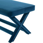 Manhattan Comfort Abigail 42.12" Mid-Century Modern Velvet Upholstered Ottoman Bench - Blue-Stylish X-Crossed Legs