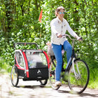 Aosom - Remorque de vélo 2 places pour enfants 2-en-1 poussette double pour bébé - rouge-Dispose d’un harnais de sécurité à cinq points réglable pour la sécurité de l’enfant 