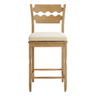 Modway - Jax Bois de chêne Tabouret de comptoir avec dossier ondulé en rasoir et coussin in Lin de chêne usé-Entièrement assemblé