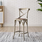 Modway Gear Counter Stool - Grey-Woven Rattan Seat