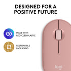 Logitech Pebble Mouse 2 M350s Slim Bluetooth Wireless Mouse - Portable - Lightweight - Customizable Button - Rose-10