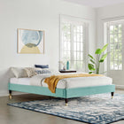 Modway Harlow Performance Velvet Full Platform Bed Frame - Mint-Wood Legs With Gold Metal Sleeves