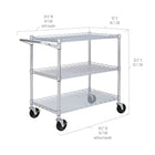 Seville Classics 3-Tier NSF Utility Cart -  33.5" H x 34" W x 18" D-Handlebar allows for easy while maneuvering