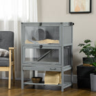PawHut - Cage en bois pour hamster avec étagère de rangement et bascule - 35,5 po H-Le dessus et la porte avant à charnières peuvent être ouverts pour un accès facile