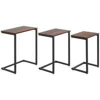 HOMCOM Nesting End Tables- Rustic Brown - Set of 3-Industrial end table set easily fits any décor 
