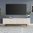 Hudson&Canal Abington TV Stand for TV's up to 75" - Alder White-Constructed of sturdy steel and MDF materials in a handcrafted black grain finish
