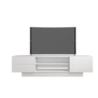 Nexera Marble 72" TV Stand With 2-Drawers And Cabinet - White-2 open storage spaces, 1 door and 2 drawers for perfect storage space for media components, books, DVDs or simply showcase your favorite decorative pieces