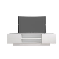 Nexera Marble 72" TV Stand With 2-Drawers And Cabinet - White-2 open storage spaces, 1 door and 2 drawers for perfect storage space for media components, books, DVDs or simply showcase your favorite decorative pieces