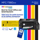 Brother - MFC-T980DW Imprimante tout-en-un à jet d’encre couleur sans fil et Ethernet INKvestment Tank avec bac multi-usage-Accès aux applis en nuage sur l’écran couleur de 1,8 po