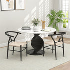 HOMCOM Weave Dining Chairs with Hemp Seat for Kitchen - Black - Set of 2-Curved backrest and integrated armrests enhance sitting comfort