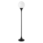 Hudson&Canal - Lampadaire Torchère Mahdi avec abat-jour en verre - Bronze noirci/Blanc lait-Style du milieu du siècle pour votre salon, votre bureau, votre chambre ou votre coin lecture