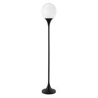 Hudson&Canal - Lampadaire Torchère Mahdi avec abat-jour en verre - Bronze noirci/Blanc lait-Style du milieu du siècle pour votre salon, votre bureau, votre chambre ou votre coin lecture