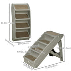 PawHut 4-Level Portable Foldable Dog Stairs - Gray-Secure and sturdy footing for pets with built-in side rail and non-slip mats 