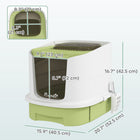 PawHut Cat Litter Box with Cleaning Drawer - 15.9" W x 20.7" D - Green-Removable top and pull-out drawer for easy cleaning 