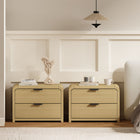 Manhattan Comfort Grace 28" Modern Nightstand 2-Piece Set - Natural Oak/Black-Includes 2 Drawers with .75 Extension