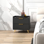 HOMCOM - Table de chevet avec pieds en métal doré pour chambre - noir-Charge maximale 88 lb, facile à assembler 