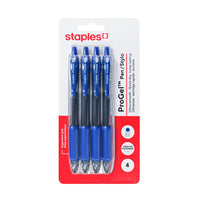 Staples ProGel Retractable Gel Pen - Medium Point - 0.7 mm - Blue Ink - 4 Pack-Gel pens offer smooth writing, bold ink saturation and excellent readability for notes or creative projects