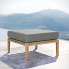 Modway Clearwater Outdoor Patio Teak Wood Ottoman - Grey/Graphite-Grade A Premium Teak Wood Base