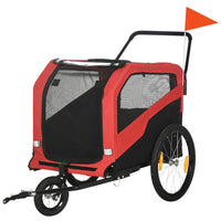 Aosom 2-in-1 Pet Bike Trailer and Stroller with Hitch for Large Dogs - Red-2-in-1 design for use as a pet trailer or stroller 