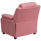 Flash Furniture – Fauteuil en vinyle inclinable pour enfant avec espace de rangement, style contemporain, rose-Dossier et appui-bras rembourrés en peluche