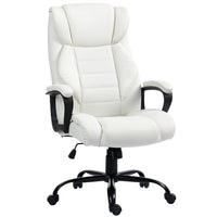 Vinsetto High Back Executive Massage Office Chair with 6-Point Vibration - White-Stand-out executive design, wrapped in sleek PU leather