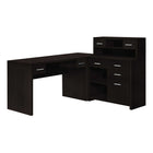 Monarch Specialties 7018 Computer Desk - Espresso Left Or Right Facing Corner-This modern L shape computer desk with storage and a hutch features thick-panel construction in an espresso brown laminate finish.