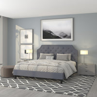 Flash Furniture - Lit plateforme Brighton très grand touffeté en tissu gris clair-Lit de plateforme