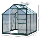 Outsunny serre en polycarbonate - 6 pi x 6 pi x 6,6 pi - vert- Une structure en aluminium résistante à l'eau  
