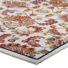 Modway - Entourage Treillis floral vintage Azami Vieilli Tapis de comédie 8 pi l x 10 pi L - Ivoire Bleu Orange Jaune Rouge-Haute densité / Tissé à la machine