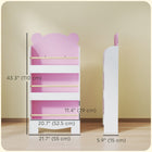 Qaba 3-Tier Kids Book Shelf Organizer - Pink-Rounded edges prevent scratches, enhancing child safety 