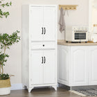 HOMCOM 67" H Kitchen Pantry Cabinet with Doors and Shelves - White-Four-tier shelf inside two-door cabinet maximizes vertical storage space 