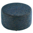 Modway - Callum Grand tissu rond tissé en bruyère de 29" Rembourré Ottoman - Heathered Weave Azure-Arrivée entièrement assemblée