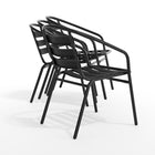 Flash Furniture - Chaise empilable de restaurant en métal noir avec lattes en aluminium-Appuis-Bras intégrés