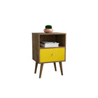Manhattan Comfort Liberty 1.0 Nightstand, Rustic Brown/Yellow (203AMC94)-Modern Nightstand for Bedroom or Living Room use.