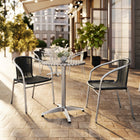 Table ronde en aluminium de 23,5 po avec 2 chaises en rotin noir, intérieur/extérieur (TLH-ALUM-24RD-020BKCHR2-GG)-23,50 larg. x 23,50 prof. x 27,50 haut. (po)