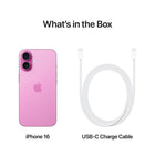 Apple iPhone 16 6.1" - 256 GB - Pink - Bell and Virgin Plus-Satellite Connectivity: If you don't have cell service or Wi-Fi, iPhone can connect to a satellite so you can send and receive messages and Tapbacks. In a severe car crash, iPhone can connect to emergency services when you can't